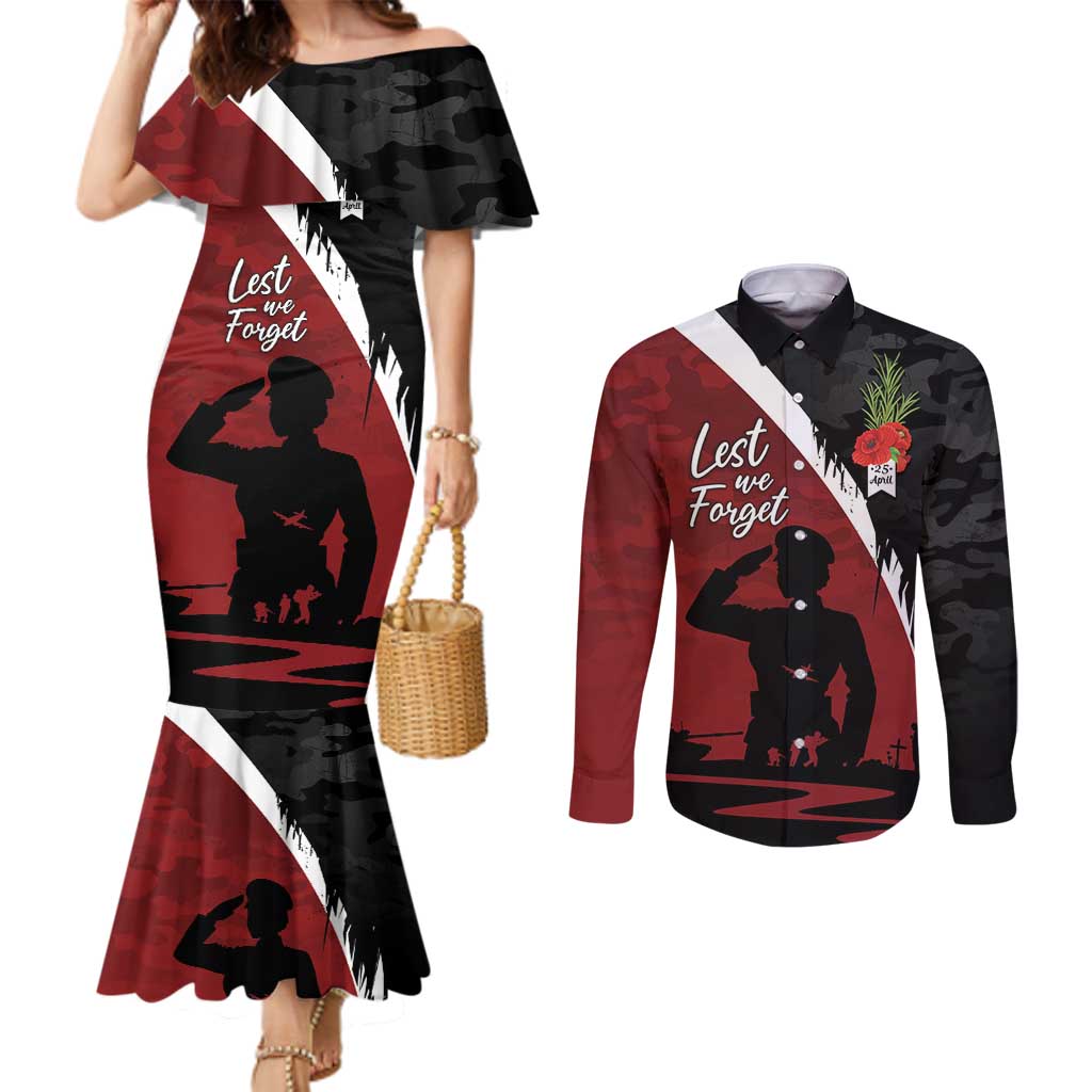 Anzac Day Women Veteran Couples Matching Mermaid Dress and Long Sleeve Button Shirt Ode of Remembrance