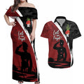 Anzac Day Women Veteran Couples Matching Off Shoulder Maxi Dress and Hawaiian Shirt Ode of Remembrance