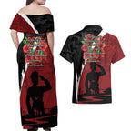 Anzac Day Women Veteran Couples Matching Off Shoulder Maxi Dress and Hawaiian Shirt Ode of Remembrance
