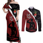 Anzac Day Women Veteran Couples Matching Off Shoulder Maxi Dress and Long Sleeve Button Shirt Ode of Remembrance