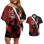 Anzac Day Women Veteran Couples Matching Off Shoulder Short Dress and Hawaiian Shirt Ode of Remembrance