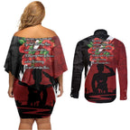 Anzac Day Women Veteran Couples Matching Off Shoulder Short Dress and Long Sleeve Button Shirt Ode of Remembrance