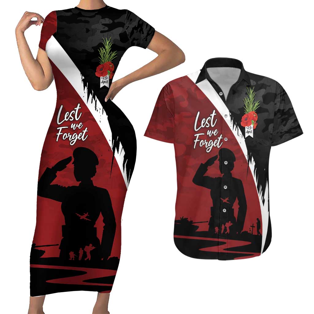 Anzac Day Women Veteran Couples Matching Short Sleeve Bodycon Dress and Hawaiian Shirt Ode of Remembrance