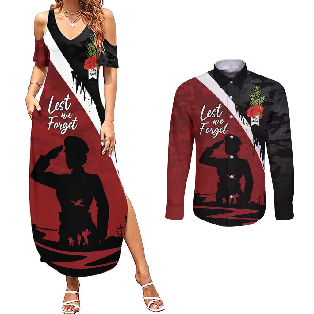 Anzac Day Women Veteran Couples Matching Summer Maxi Dress and Long Sleeve Button Shirt Ode of Remembrance