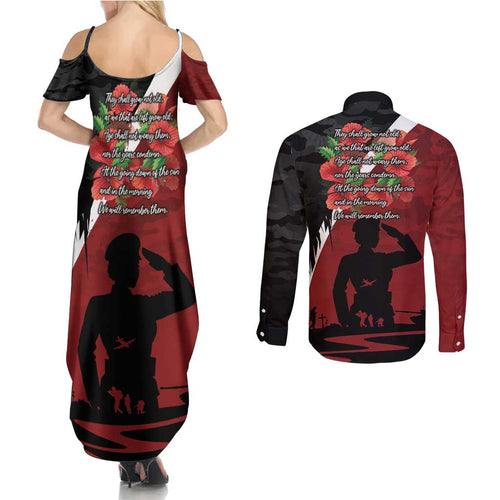 Anzac Day Women Veteran Couples Matching Summer Maxi Dress and Long Sleeve Button Shirt Ode of Remembrance