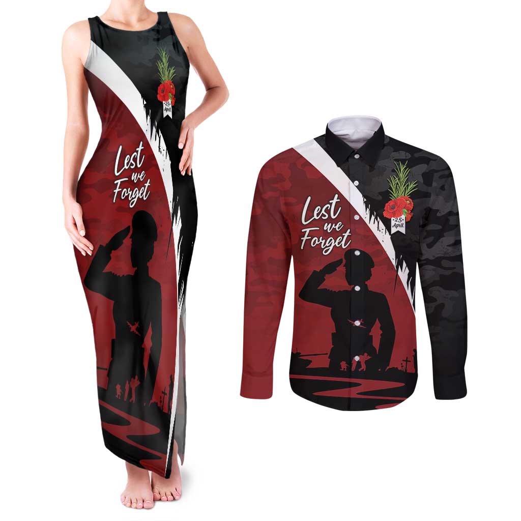 Anzac Day Women Veteran Couples Matching Tank Maxi Dress and Long Sleeve Button Shirt Ode of Remembrance