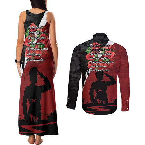 Anzac Day Women Veteran Couples Matching Tank Maxi Dress and Long Sleeve Button Shirt Ode of Remembrance