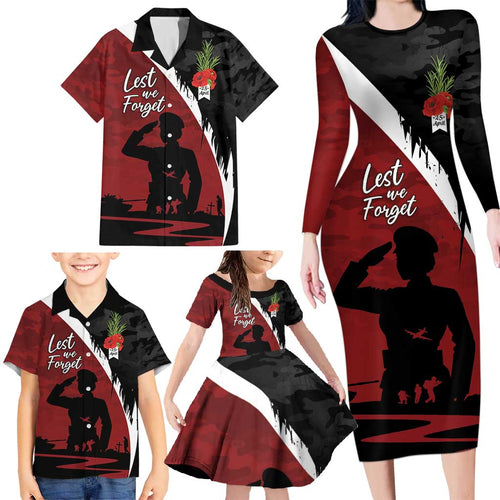 Anzac Day Women Veteran Family Matching Long Sleeve Bodycon Dress and Hawaiian Shirt Ode of Remembrance