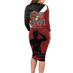 Anzac Day Women Veteran Family Matching Long Sleeve Bodycon Dress and Hawaiian Shirt Ode of Remembrance