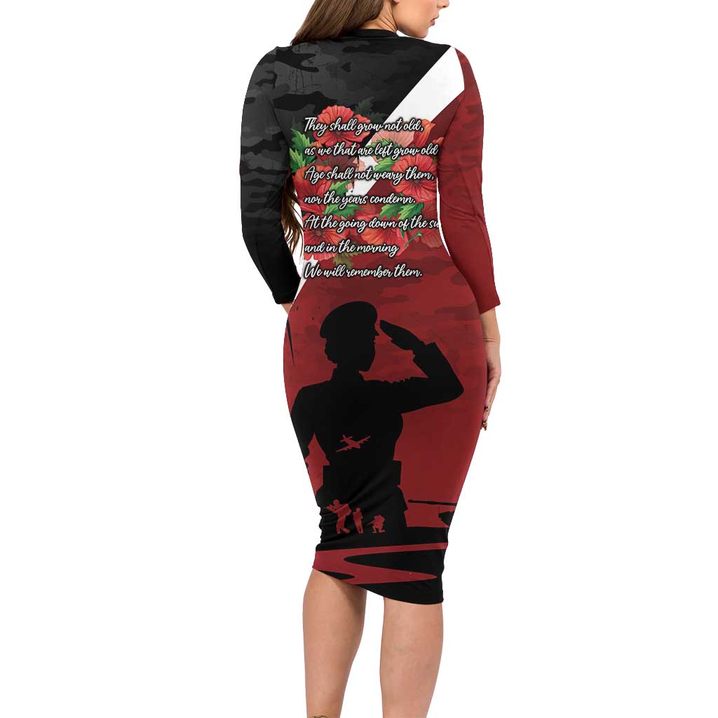 Anzac Day Women Veteran Family Matching Long Sleeve Bodycon Dress and Hawaiian Shirt Ode of Remembrance