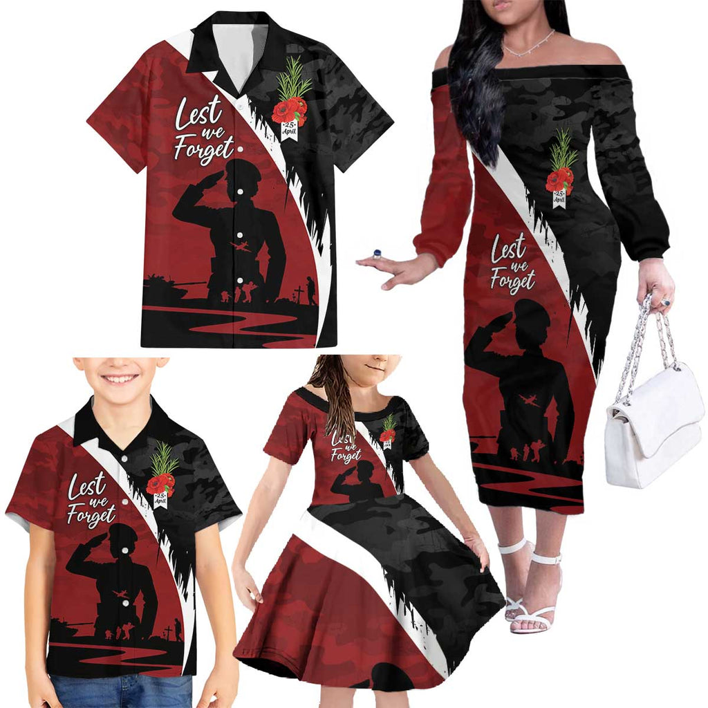 Anzac Day Women Veteran Family Matching Off The Shoulder Long Sleeve Dress and Hawaiian Shirt Ode of Remembrance