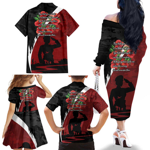 Anzac Day Women Veteran Family Matching Off The Shoulder Long Sleeve Dress and Hawaiian Shirt Ode of Remembrance