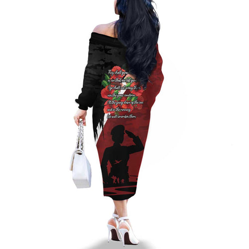 Anzac Day Women Veteran Family Matching Off The Shoulder Long Sleeve Dress and Hawaiian Shirt Ode of Remembrance