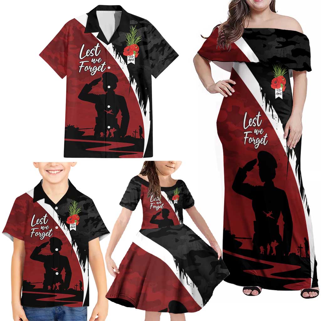 Anzac Day Women Veteran Family Matching Off Shoulder Maxi Dress and Hawaiian Shirt Ode of Remembrance