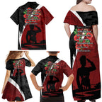 Anzac Day Women Veteran Family Matching Off Shoulder Maxi Dress and Hawaiian Shirt Ode of Remembrance