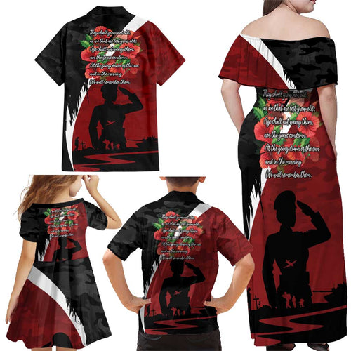 Anzac Day Women Veteran Family Matching Off Shoulder Maxi Dress and Hawaiian Shirt Ode of Remembrance