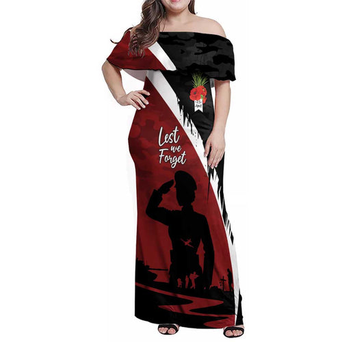 Anzac Day Women Veteran Family Matching Off Shoulder Maxi Dress and Hawaiian Shirt Ode of Remembrance