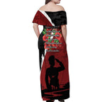 Anzac Day Women Veteran Family Matching Off Shoulder Maxi Dress and Hawaiian Shirt Ode of Remembrance