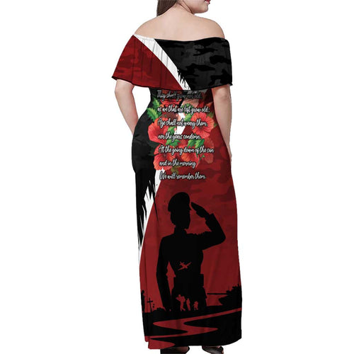 Anzac Day Women Veteran Family Matching Off Shoulder Maxi Dress and Hawaiian Shirt Ode of Remembrance