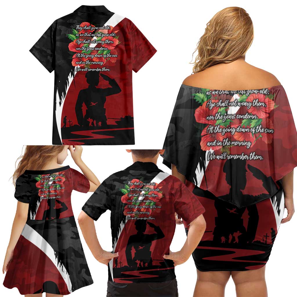 Anzac Day Women Veteran Family Matching Off Shoulder Short Dress and Hawaiian Shirt Ode of Remembrance