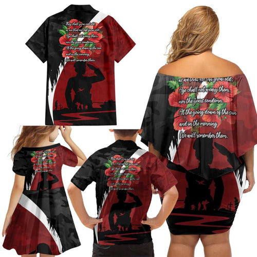 Anzac Day Women Veteran Family Matching Off Shoulder Short Dress and Hawaiian Shirt Ode of Remembrance