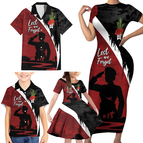 Anzac Day Women Veteran Family Matching Short Sleeve Bodycon Dress and Hawaiian Shirt Ode of Remembrance