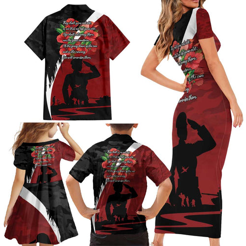 Anzac Day Women Veteran Family Matching Short Sleeve Bodycon Dress and Hawaiian Shirt Ode of Remembrance