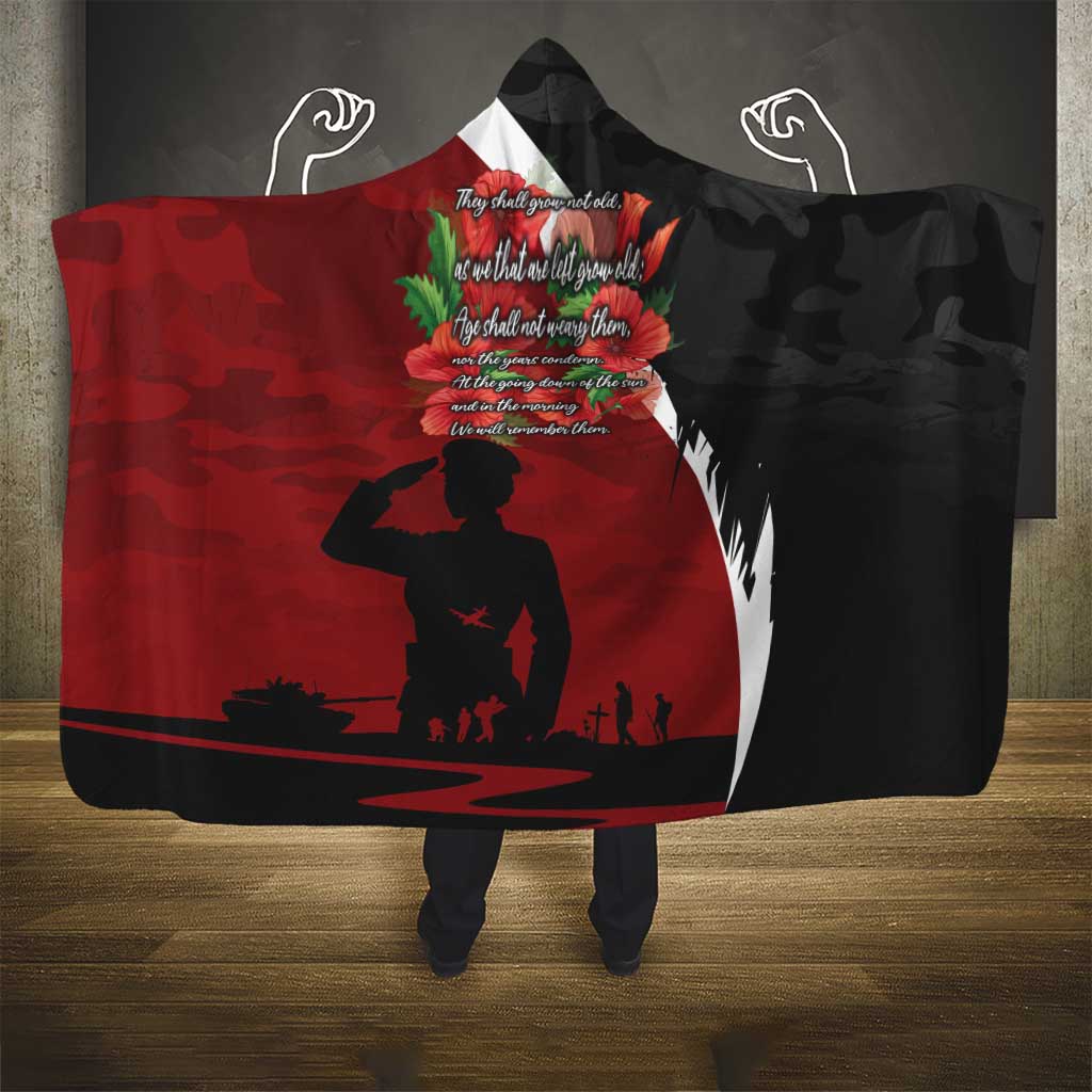 Anzac Day Women Veteran Hooded Blanket Ode of Remembrance