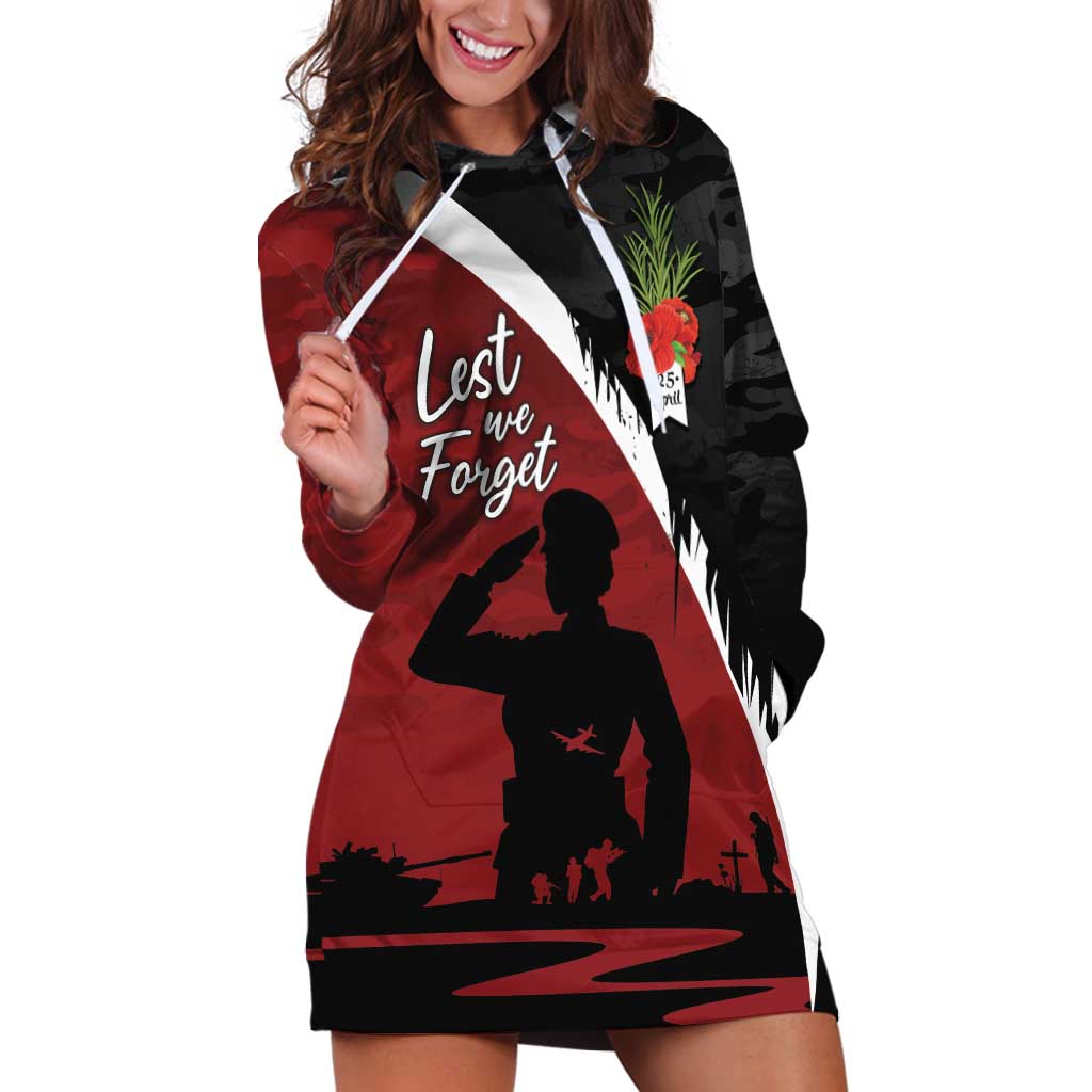 Anzac Day Women Veteran Hoodie Dress Ode of Remembrance