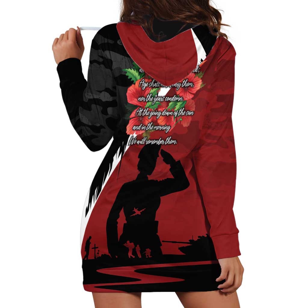 Anzac Day Women Veteran Hoodie Dress Ode of Remembrance