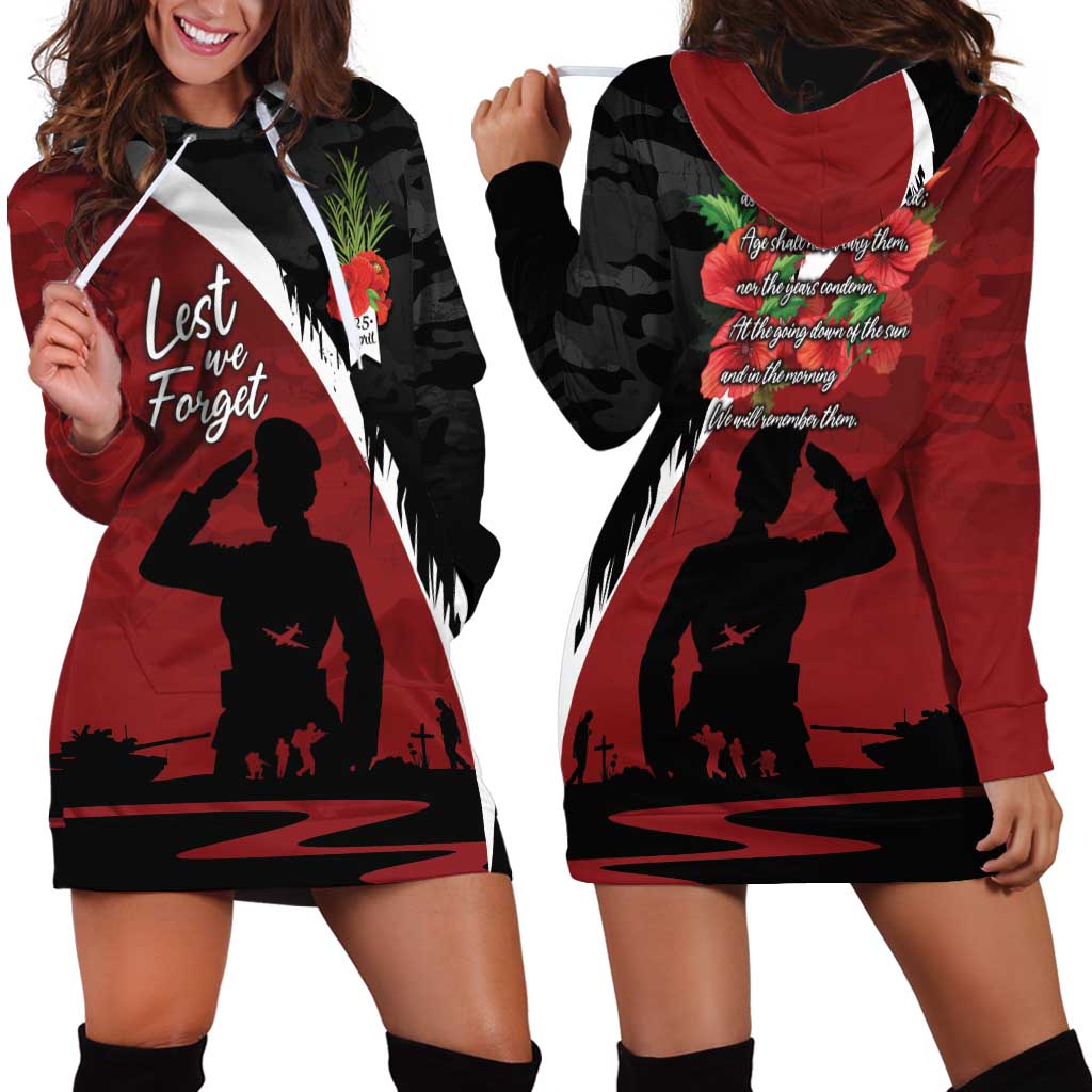 Anzac Day Women Veteran Hoodie Dress Ode of Remembrance