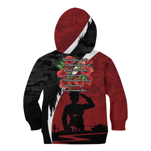 Anzac Day Women Veteran Kid Hoodie Ode of Remembrance