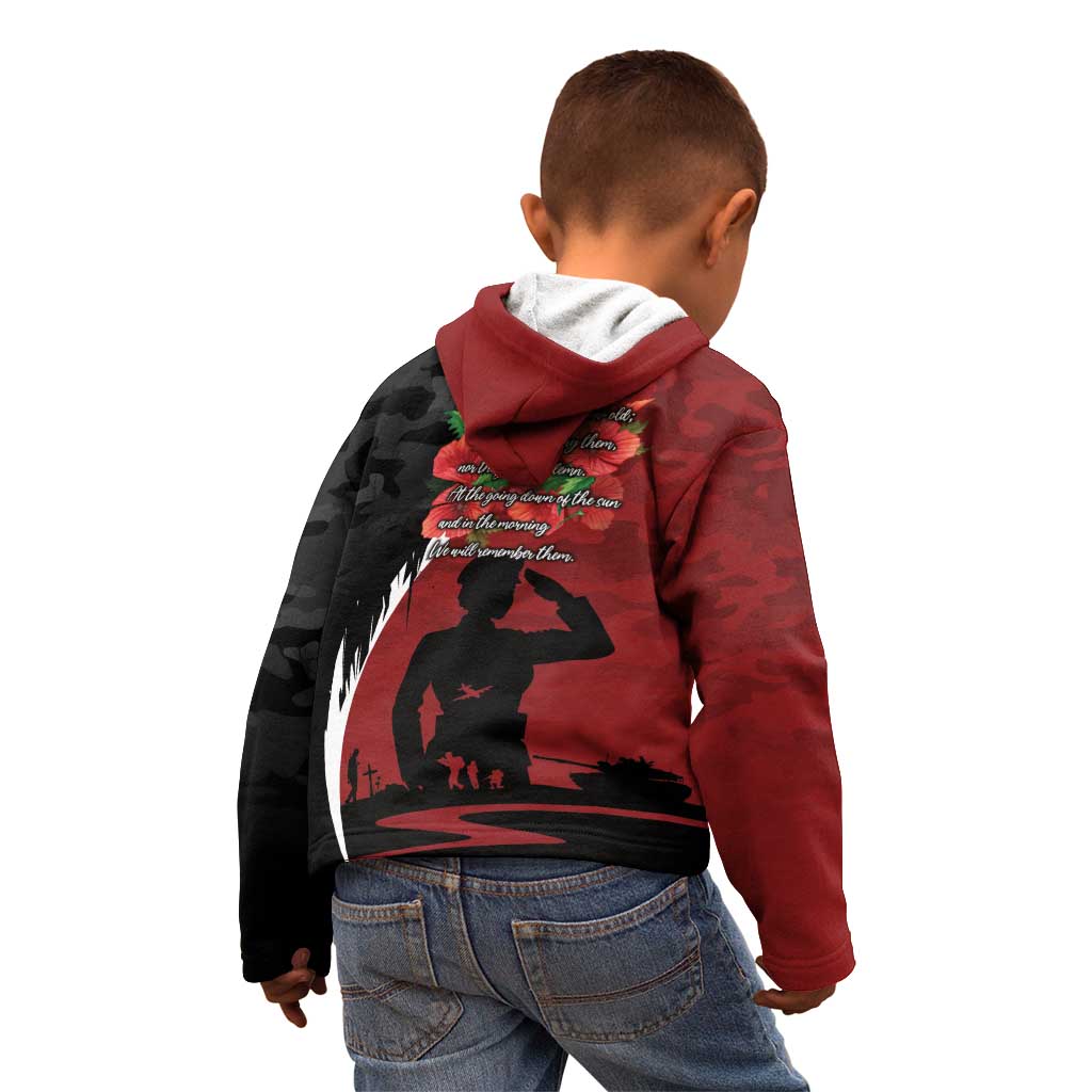 Anzac Day Women Veteran Kid Hoodie Ode of Remembrance