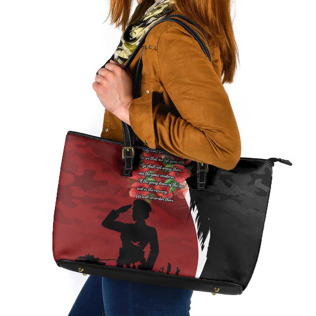 Anzac Day Women Veteran Leather Tote Bag Ode of Remembrance