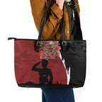 Anzac Day Women Veteran Leather Tote Bag Ode of Remembrance