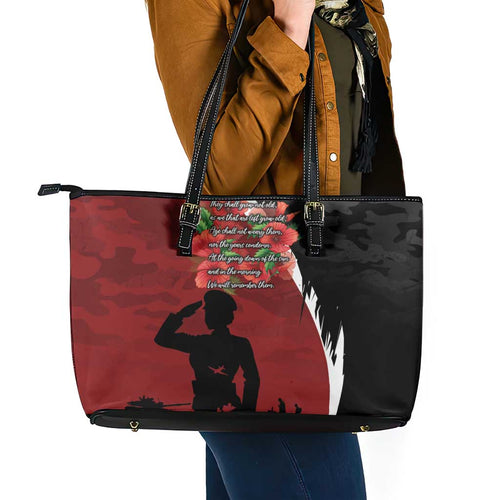 Anzac Day Women Veteran Leather Tote Bag Ode of Remembrance