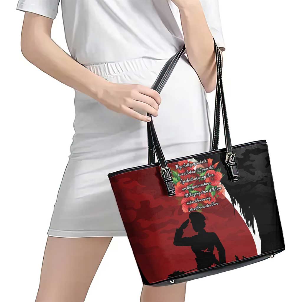 Anzac Day Women Veteran Leather Tote Bag Ode of Remembrance