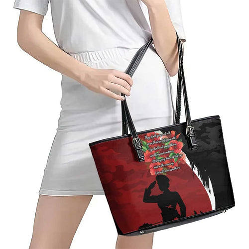 Anzac Day Women Veteran Leather Tote Bag Ode of Remembrance
