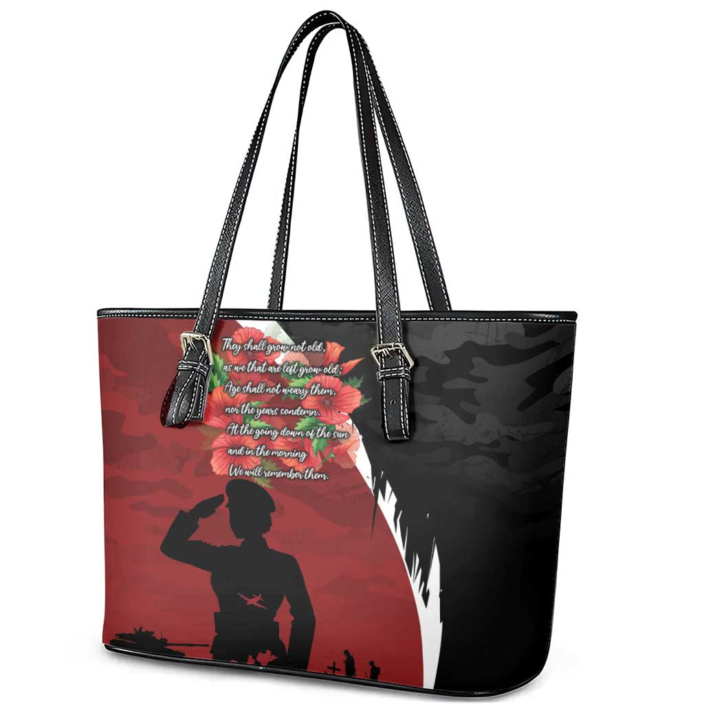 Anzac Day Women Veteran Leather Tote Bag Ode of Remembrance