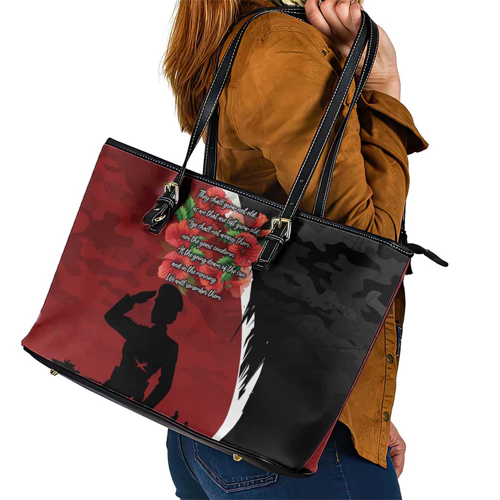 Anzac Day Women Veteran Leather Tote Bag Ode of Remembrance