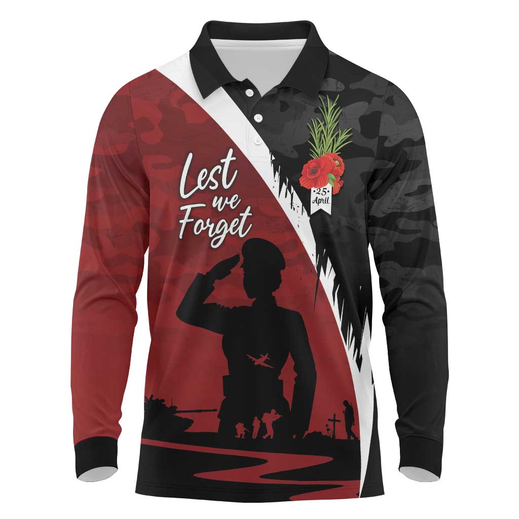 Anzac Day Women Veteran Long Sleeve Polo Shirt Ode of Remembrance