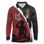 Anzac Day Women Veteran Long Sleeve Polo Shirt Ode of Remembrance