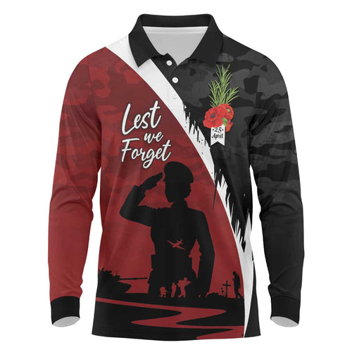 Anzac Day Women Veteran Long Sleeve Polo Shirt Ode of Remembrance