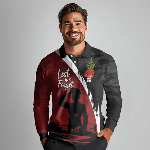 Anzac Day Women Veteran Long Sleeve Polo Shirt Ode of Remembrance