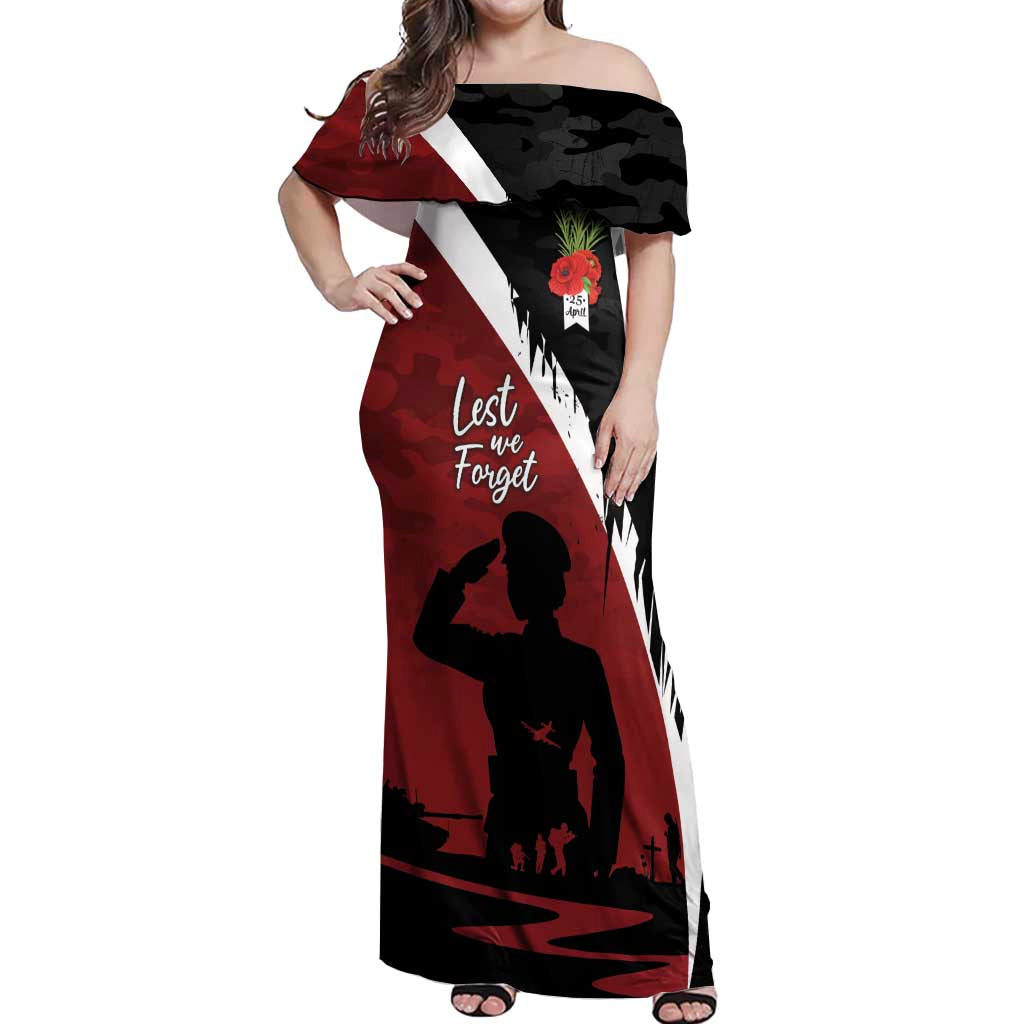 Anzac Day Women Veteran Off Shoulder Maxi Dress Ode of Remembrance