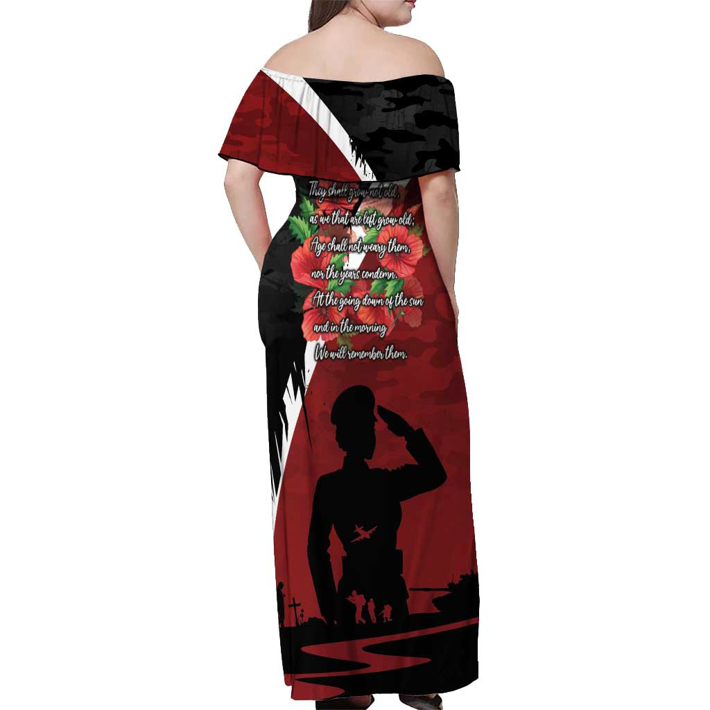 Anzac Day Women Veteran Off Shoulder Maxi Dress Ode of Remembrance