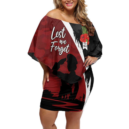 Anzac Day Women Veteran Off Shoulder Short Dress Ode of Remembrance