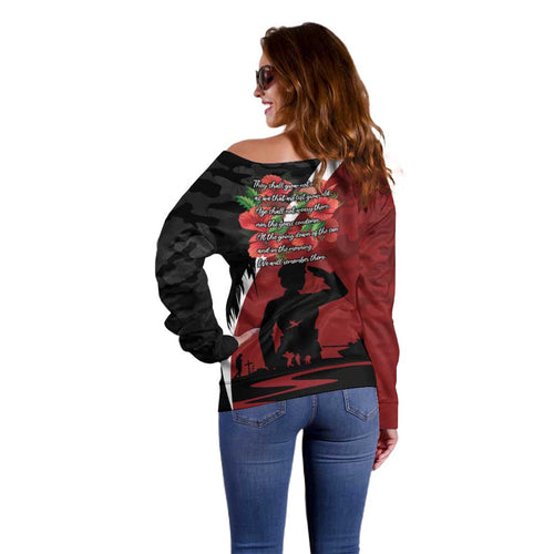 Anzac Day Women Veteran Off Shoulder Sweater Ode of Remembrance