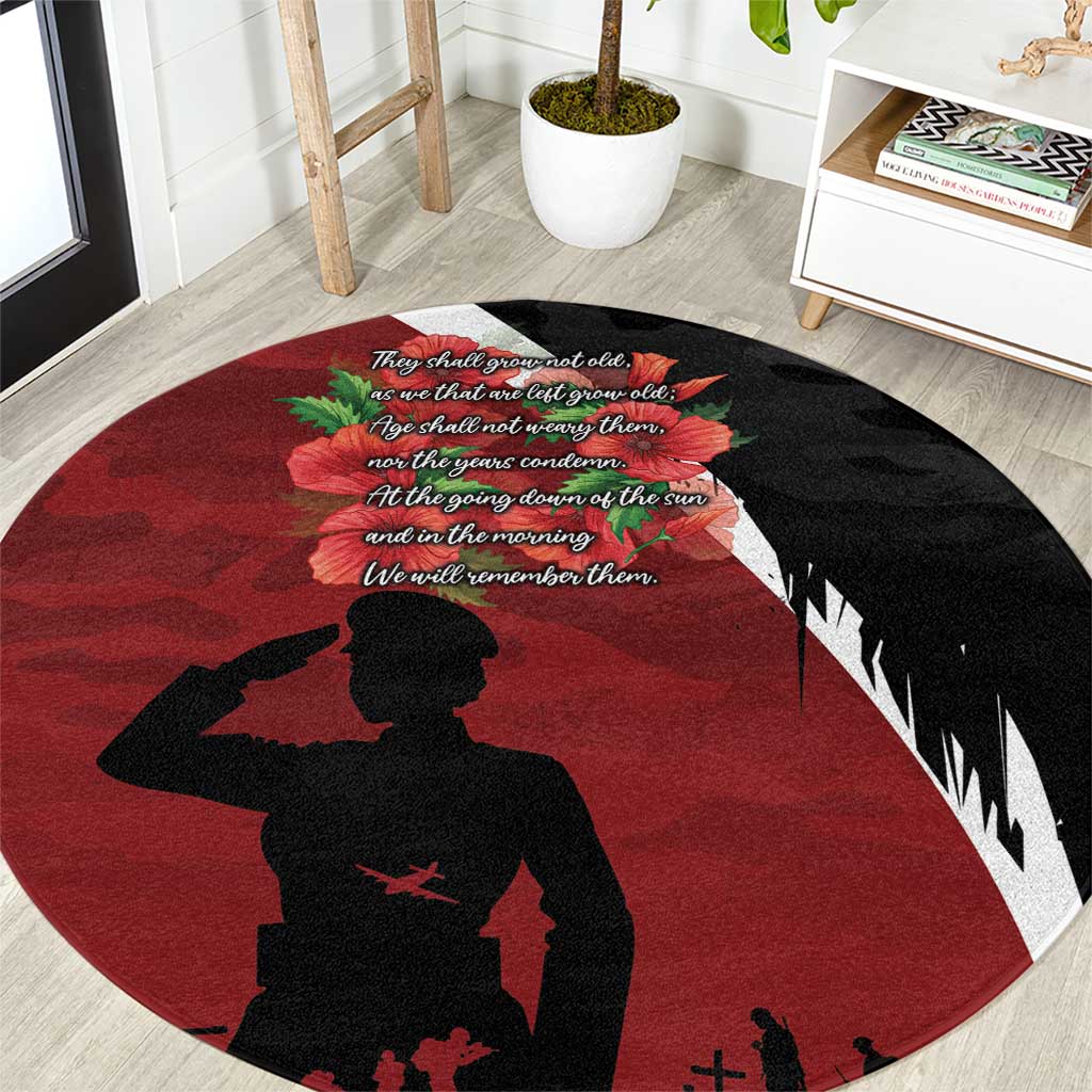 Anzac Day Women Veteran Round Carpet Ode of Remembrance