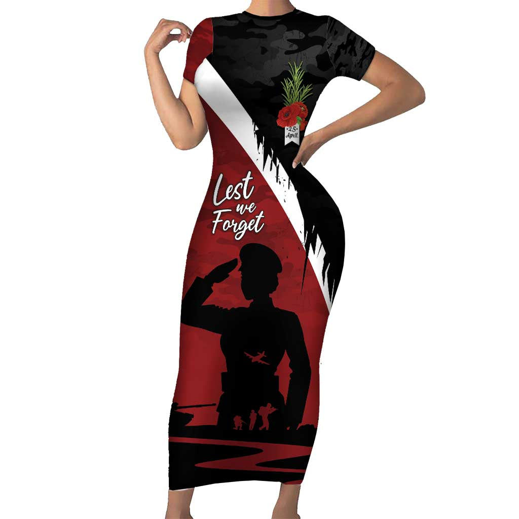 Anzac Day Women Veteran Short Sleeve Bodycon Dress Ode of Remembrance